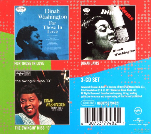 Dinah Washington: 3 Essential Albums (For Those In Love, Dinah Jams, The Swingin Miss) [3CD]