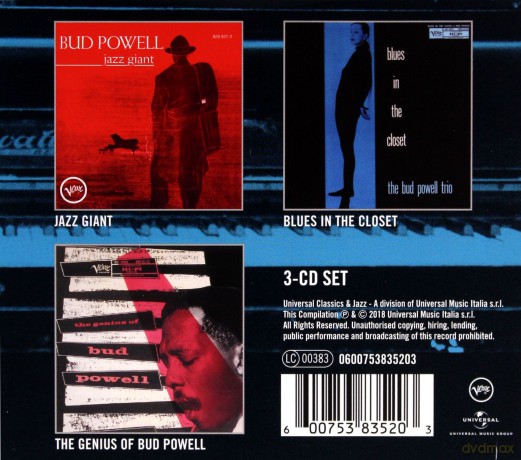 Bud Powell: 3 Essential Albums (Jazz Giant, Blues In The Closet, The Genius Of Bud Powell) [3CD]