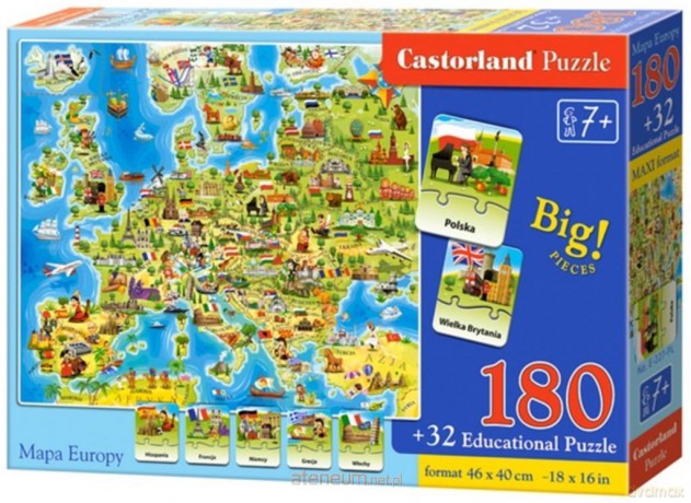 CASTORLAND 180 el. Mapa Europy z quizem [PUZZLE]
