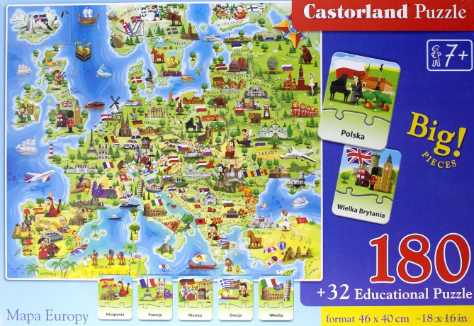 CASTORLAND 180 el. Mapa Europy z quizem [PUZZLE]