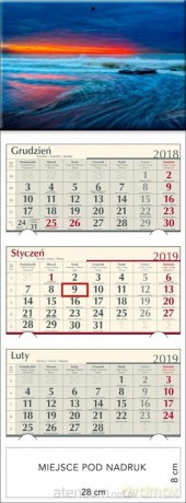 Kalendarz 2019 Trójdzielny O zachodzie [KALENDARZ]