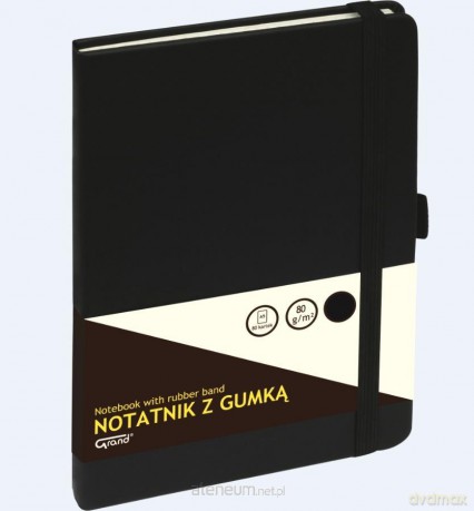 Notatnik A5/80K linia z gumką czarny