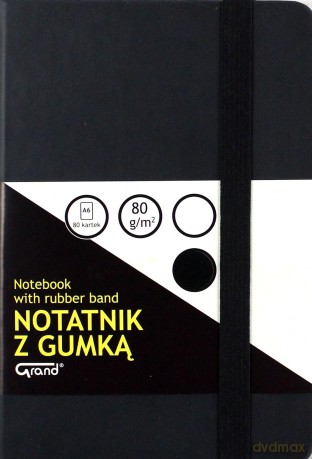 Notatnik A6/80K linia z gumką czarny