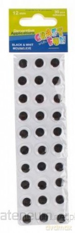 Ozdoba dekoracyjna oczy samoprzylepne 12mm 30 el.
