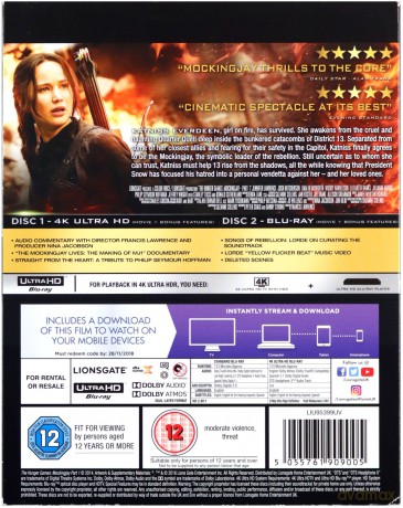 The Hunger Games: Mockingjay Part 1 (Igrzyska Śmierci. Kosogłos. Część 1) [Blu-Ray 4K]+[Blu-Ray]