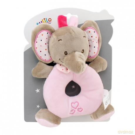 Grzechotka New Baby Słonik różowy 16 cm