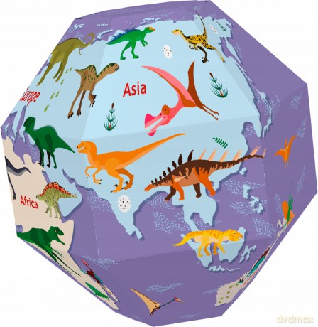   Globus 3D do składania - Dinozaury