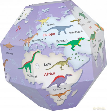   Globus 3D do składania - Dinozaury