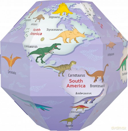   Globus 3D do składania - Dinozaury