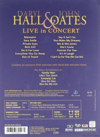 Hall & Oates: Live In Concert [DVD]
