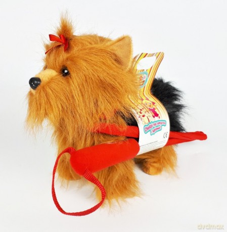 Maskotka Piesek Yorkshire Terrier chodzący na smyczy 27 cm