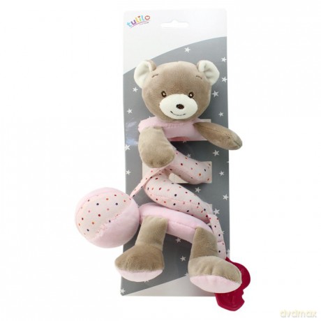 Sprężynka pluszowa New Baby Miś różowy 30 cm