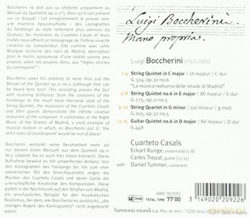Boccherini: La Musica Notturna Delle Strade Di Madrid Cuarteto Casals (digipack) [CD]