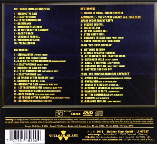 Hammerfall: Legacy Of Kings (Limited) [BOX] ]CD]+[DVD]