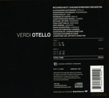 Verdi: Otello Muti Chicago Symphony Orchestra [2CD]