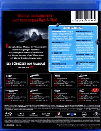 Monsters Collection: Dracula / Frankenstein / The Mummy / The Invisible Man / Bride of Frankenstein / The Wolf Man / Phantom of the Opera / Creature from the Black Lagoon [8xBlu-Ray]