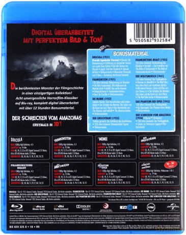 Monsters Collection: Dracula / Frankenstein / The Mummy / The Invisible Man / Bride of Frankenstein / The Wolf Man / Phantom of the Opera / Creature from the Black Lagoon [8xBlu-Ray]