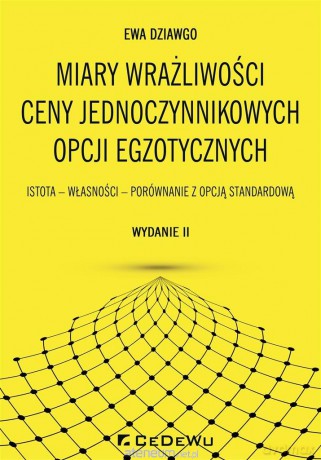 Miary wrażliwości ceny jednoczynnikowych opcji - Ewa Dziawgo [KSIĄŻKA]