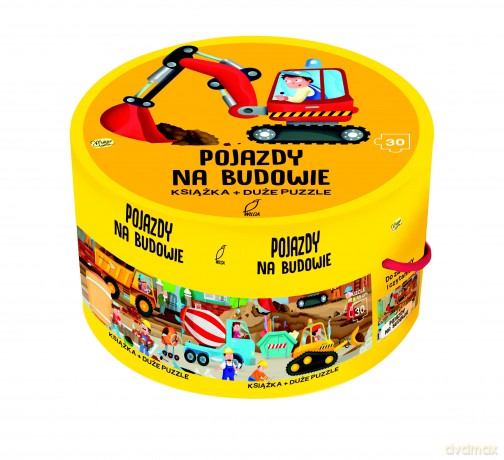 Pojazdy na budowie. Książka z puzzlami w pudełku [KSIĄŻKA]