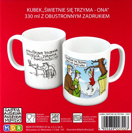 Kubek w pudełku Andrzej Mleczko Świetnie się trzyma ona