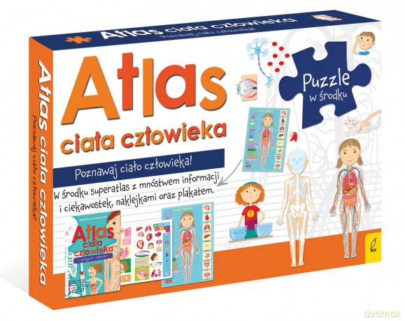 Atlas ciała człowieka z mapą i puzzlami [KSIĄŻKA]