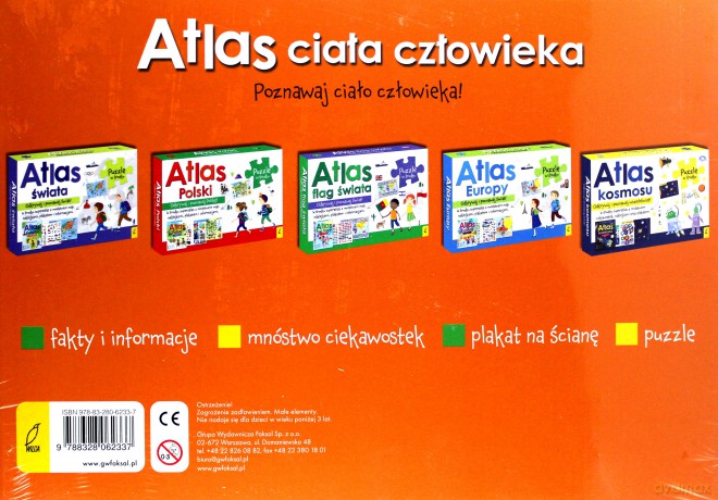 Atlas ciała człowieka z mapą i puzzlami [KSIĄŻKA]