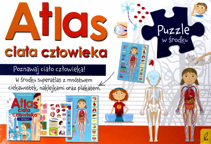 Atlas ciała człowieka z mapą i puzzlami [KSIĄŻKA]