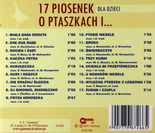 17 piosenek dla dzieci o ptaszkach [CD]