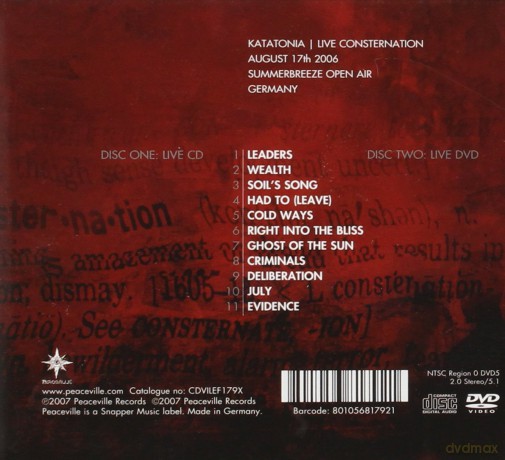 Katatonia: Live Consternation [CD]+[DVD]
