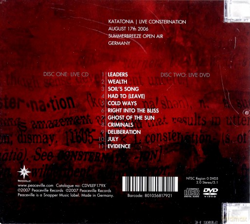 Katatonia: Live Consternation [CD]+[DVD]