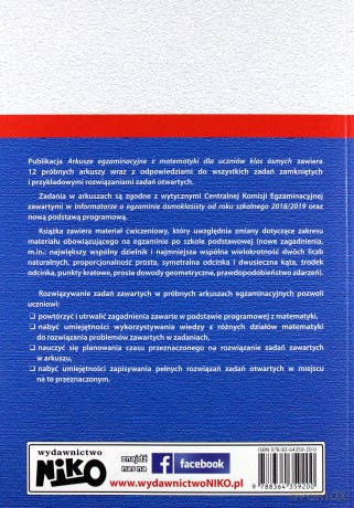 Arkusze egzaminacyjne z matematyki dla uczniów klas ósmych - Danuta Budzich [KSIĄŻKA]