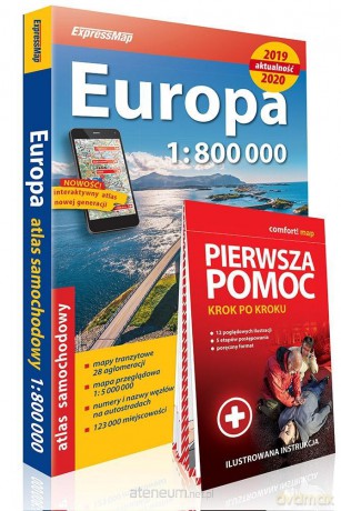Atlas samochodowy Europa 2019/2020 +pierwsza pomoc [KSIĄŻKA]