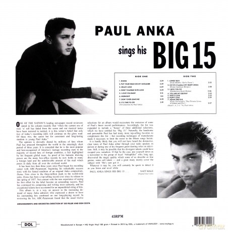 Paul Anka: Paul Anka Sings His Big 15 [Winyl]