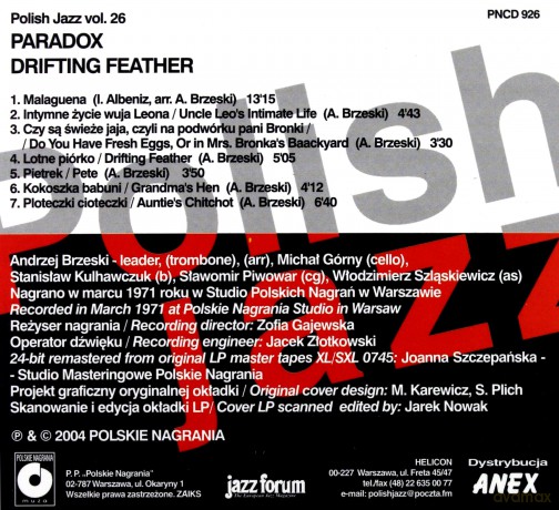 Paradox: Drifting Feather (digipack) [CD]