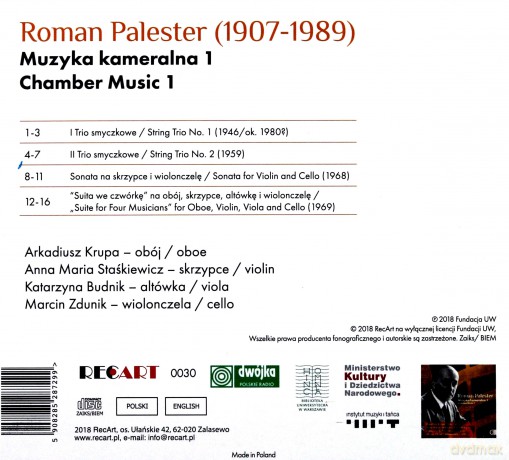 Palester: Muzyka kameralna 1 (digipack) [CD]