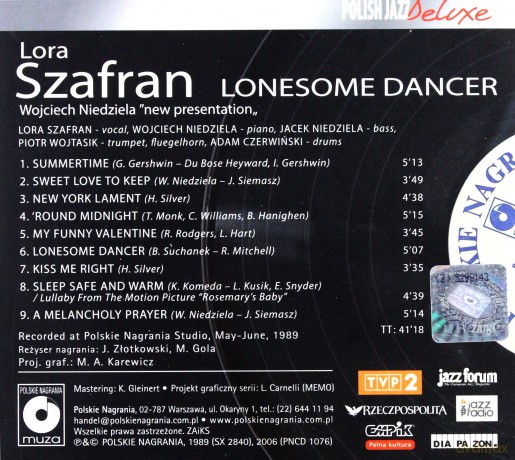 Lora Szafran: Lonesome Dancer (digipack) [CD]