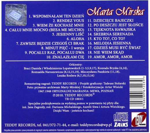 Marta Mirska: Marta Mirska. Volume 1 (digipack) [CD]