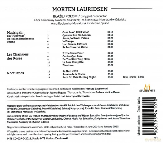 Chór Kameralny Akademii Muzycznej w Gdańsku: Morten Lauridsen Choral Works (digipack) [CD]