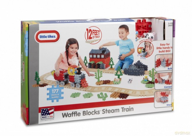 WAFFLE BLOCKS Pociąg parowy [KLOCKI]