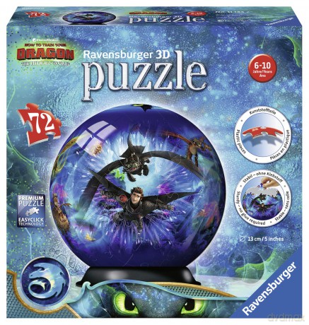 RAVENSBURGER Jak Wytresować Smoka 3 - Puzzle 3D Kula 72 el. [PUZZLE]