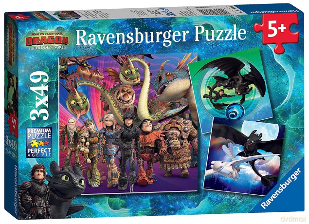 RAVENSBURGER Jak Wytresować Smoka 3 3x49 el. [PUZZLE]
