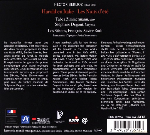 Berlioz: Harold En Italie Les Nuits D Ete Les Siecles Roth (digipack) [CD]