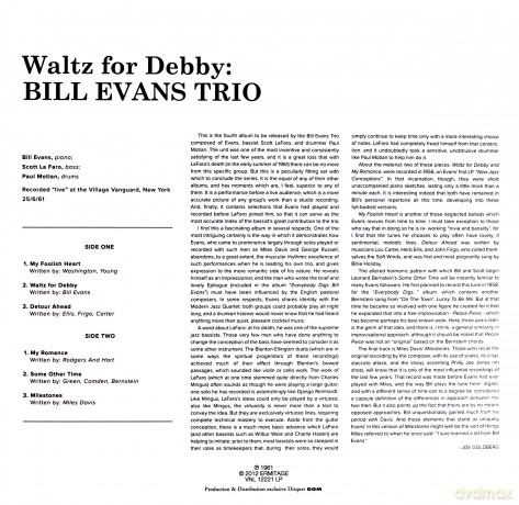 Bill Evans Trio: Waltz For Debby [Winyl]