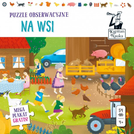 Puzzle obserwacyjne. Na wsi 54 el. + plakat. Kapitan Nauka [PUZZLE]