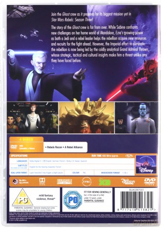 Star Wars Rebels Season 3 (Gwiezdne Wojny: Rebelianci Sezon 3) [4DVD]