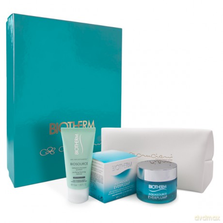 Biotherm Set (Aquasource Cream Everplump 50 ml+Biosource Cleanser Pnm 50 ml+Cosmetics Bag)