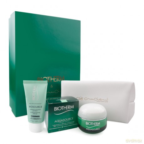 Biotherm Set (Aquasource Cream Pnm 50 ml+Biosource Cleanser Pnm 50 ml+Cosmetics Bag)