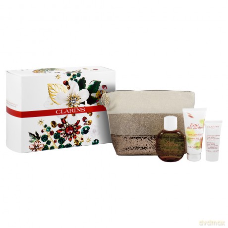 Clarins Set (Eau Des Jardins 100 ml+Smoothing Body Cream 100 ml+Exfoliating Body Scrub For Smooth Skin 30 ml)