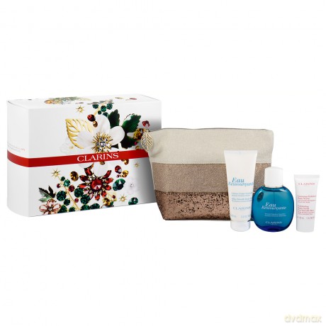 Clarins Set (Eau Ressourcante 100 ml+Silky Smooth Body Cream 100 ml+Exfoliating Body Scrub For Smooth Skin 30 ml)