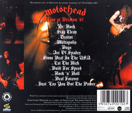 Motorhead: Live At Brixton '87 [CD]